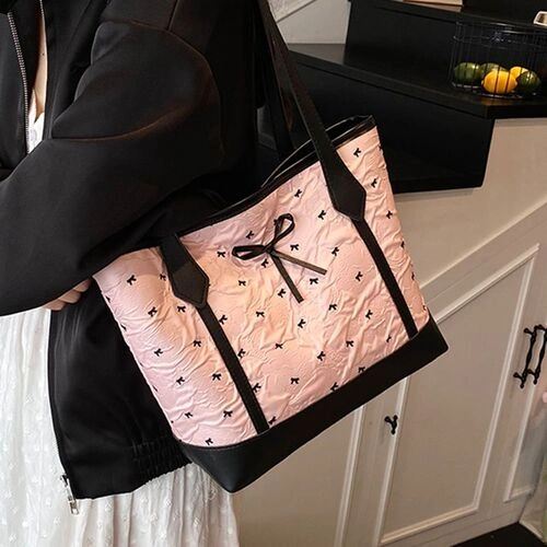 Bow Accent Block Tote Bag - Image 2