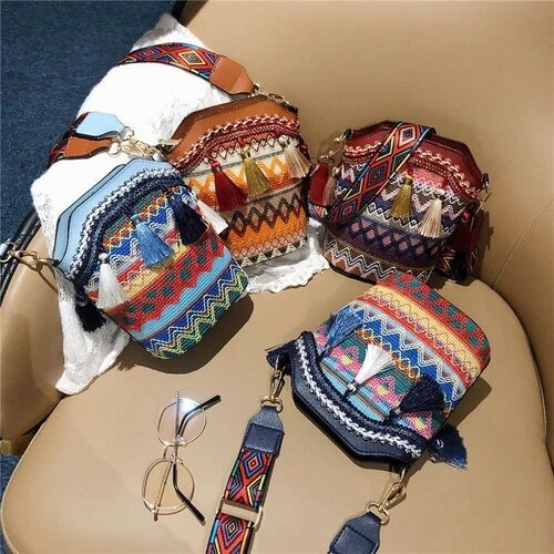 Bohemian Crossbody Tassel Bucket Bag
