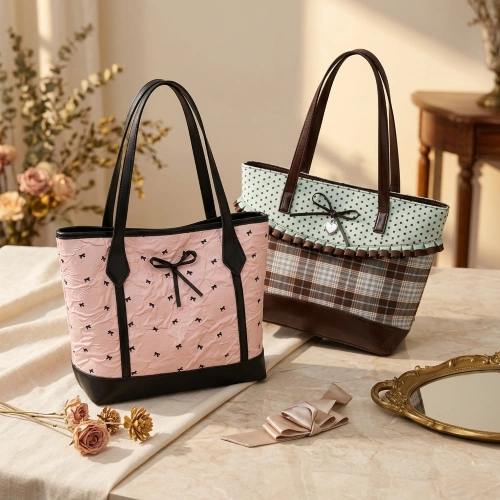 Bow Accent Block Tote Bag
