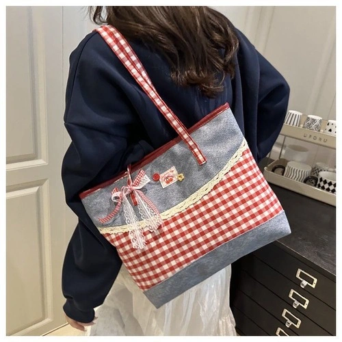 Bow Accent Block Tote Bag - Image 3