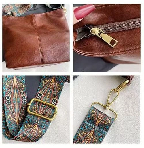 Retro Wide Strap Crossbody Bag - Image 9